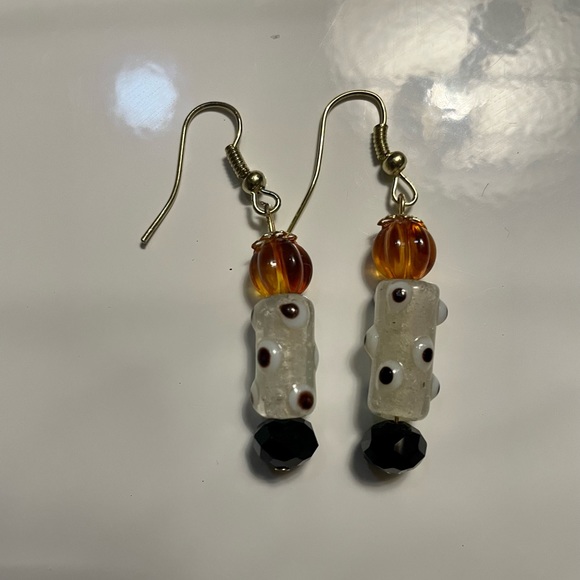Polkadot Pumpkin 🎃 Earrings - Picture 4 of 6